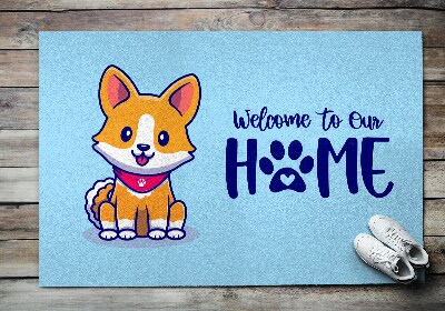 Alfombra para recibidor Welcome to our home Perro