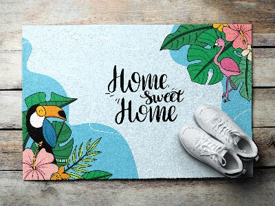 Alfombra para recibidor Home sweet home Tucan y Flamingo