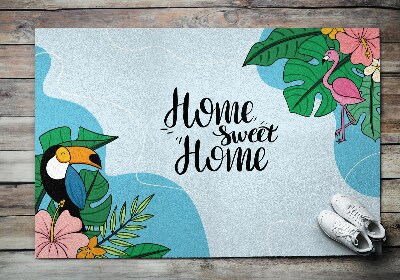 Alfombra para recibidor Home sweet home Tucan y Flamingo