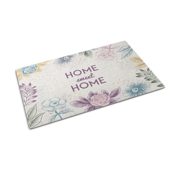 Alfombra para recibidor Home sweet home Flores dibujadas