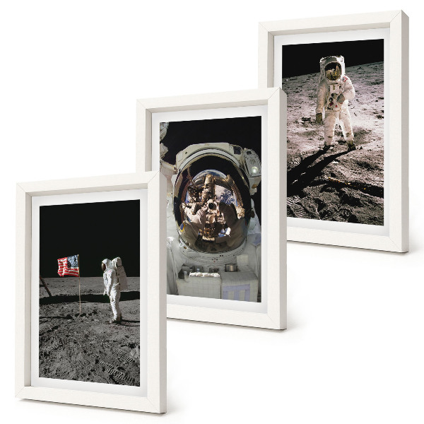 Juego de 3 cuadros decorativos Fotos de astronautas aterrizando en la luna