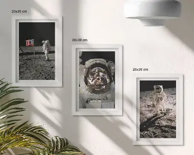 Juego de 3 cuadros decorativos de astronautas aterrizando en la luna