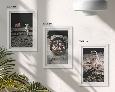 Juego de 3 cuadros decorativos Fotos de astronautas aterrizando en la luna