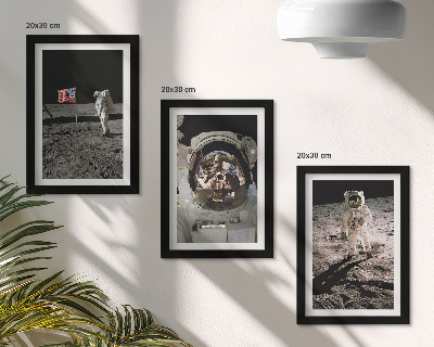Juego de 3 cuadros decorativos Fotos de astronautas aterrizando en la luna