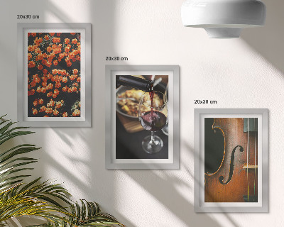 Juego de 3 cuadros decorativos Flores románticas vintage, vino y violín