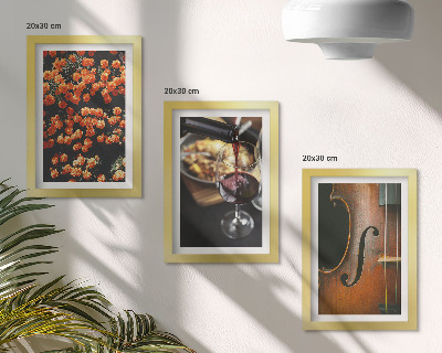 Juego de 3 cuadros decorativos Flores románticas vintage, vino y violín