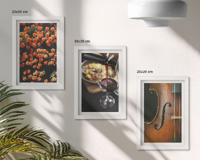 Juego de 3 cuadros decorativos Flores románticas vintage, vino y violín