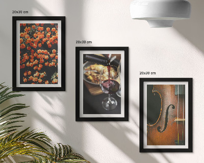 Juego de 3 cuadros decorativos Flores románticas vintage, vino y violín