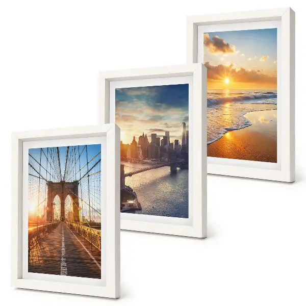 Puentes y atardeceres en el paisaje urbano tríptico enmarcado