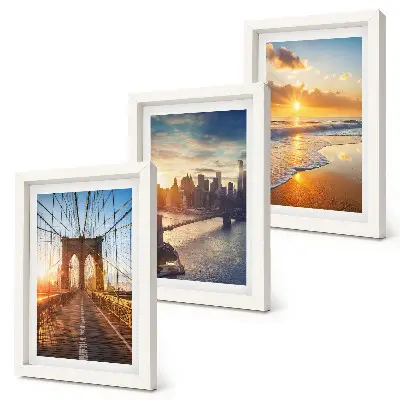 Puentes y atardeceres en el paisaje urbano tríptico enmarcado