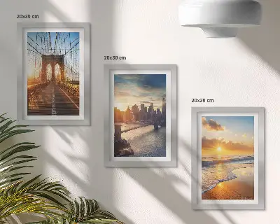 Puentes y atardeceres en el paisaje urbano tríptico enmarcado