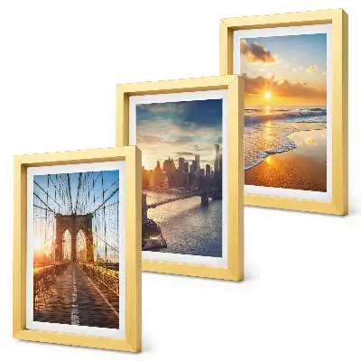 Puentes y atardeceres en el paisaje urbano tríptico enmarcado