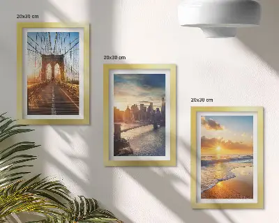 Puentes y atardeceres en el paisaje urbano tríptico enmarcado