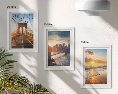 Puentes y atardeceres en el paisaje urbano tríptico enmarcado
