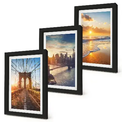 Puentes y atardeceres en el paisaje urbano tríptico enmarcado