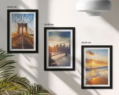 Puentes y atardeceres en el paisaje urbano tríptico enmarcado
