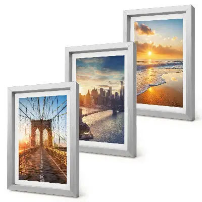 Puentes y atardeceres en el paisaje urbano tríptico enmarcado