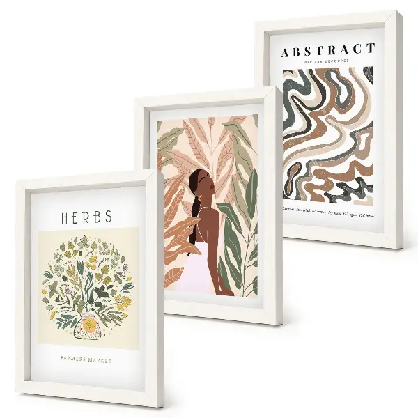 Juego de 3 cuadros decorativos con diseño minimalista en tonos pastel de estética bohemia