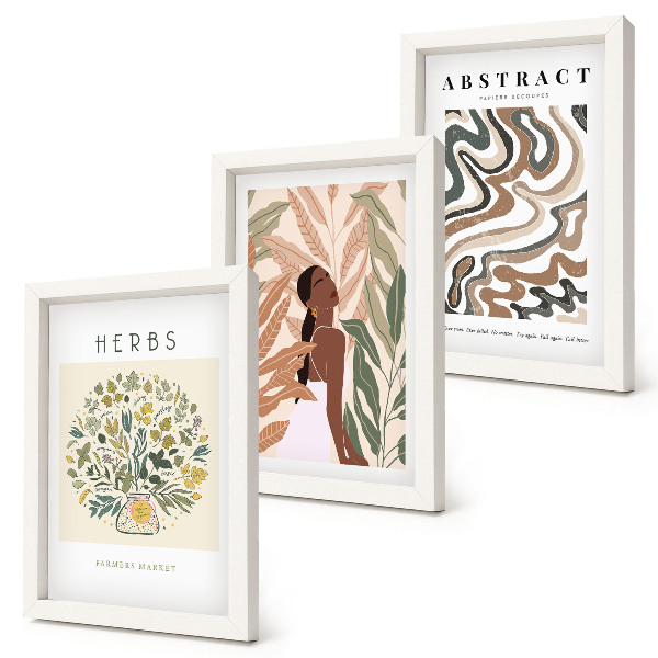 Juego de 3 cuadros decorativos Pósteres minimalistas en tonos pastel con estética bohemia.