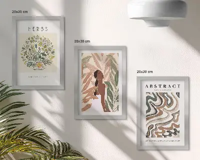 Juego de 3 cuadros decorativos con diseño minimalista en tonos pastel de estética bohemia
