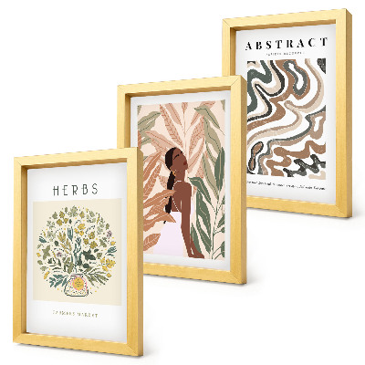 Juego de 3 cuadros decorativos Pósteres minimalistas en tonos pastel con estética bohemia.