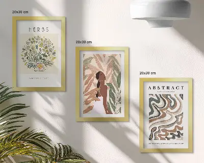 Juego de 3 cuadros decorativos con diseño minimalista en tonos pastel de estética bohemia