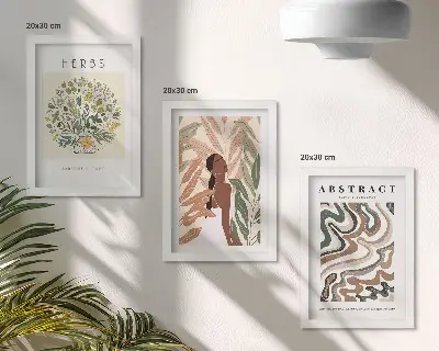 Juego de 3 cuadros decorativos con diseño minimalista en tonos pastel de estética bohemia