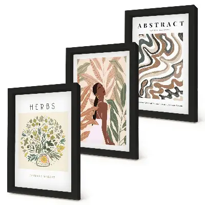 Juego de 3 cuadros decorativos con diseño minimalista en tonos pastel de estética bohemia