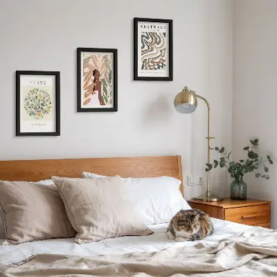 Juego de 3 cuadros decorativos con diseño minimalista en tonos pastel de estética bohemia