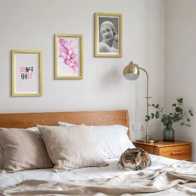Juego de 3 cuadros decorativos con diseño de eslogan inspirador y abstracción en acuarela sobre escultura antigua