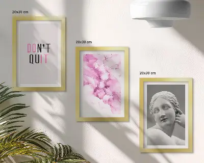 Juego de 3 cuadros decorativos con diseño de eslogan inspirador y abstracción en acuarela sobre escultura antigua