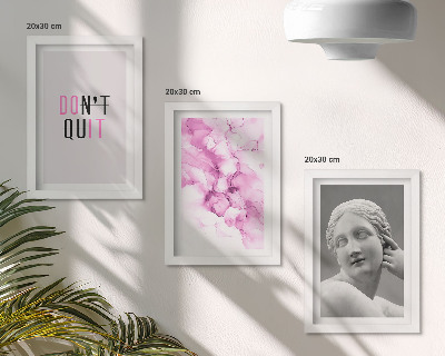 Juego de 3 cuadros decorativos Eslogan inspirador de abstracción en acuarela sobre escultura antigua