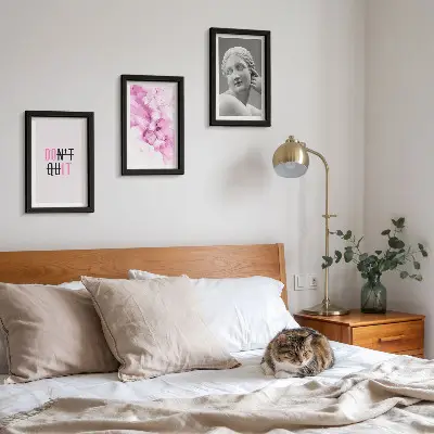 Juego de 3 cuadros decorativos con diseño de eslogan inspirador y abstracción en acuarela sobre escultura antigua