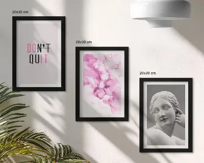 Juego de 3 cuadros decorativos con diseño de eslogan inspirador y abstracción en acuarela sobre escultura antigua