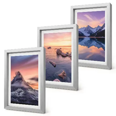 Juego de 3 cuadros decorativos con paisajes de montañas, lagos y atardeceres