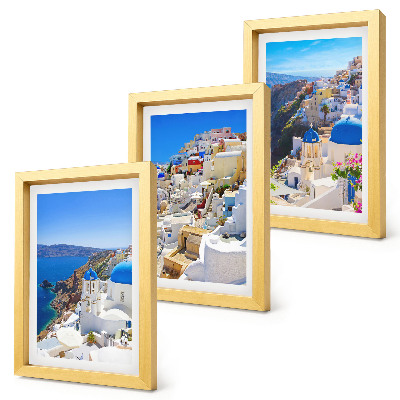 Juego de 3 cuadros decorativos Vistas de la arquitectura paisajística de la ciudad de Oia, Santorini, Grecia.