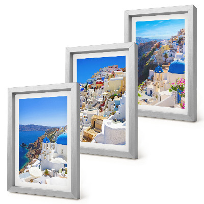 Juego de 3 cuadros decorativos Vistas de la arquitectura paisajística de la ciudad de Oia, Santorini, Grecia.