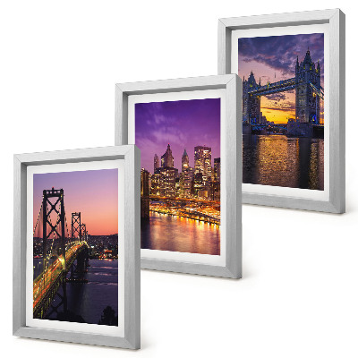 Tríptico enmarcado Puentes y paisajes urbanos al atardecer