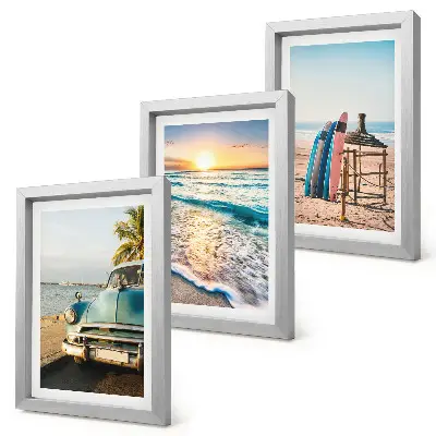 Juego de 3 cuadros decorativos vistas de Miami al atardecer sobre el mar