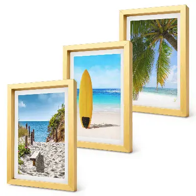 Juego de 3 cuadros decorativos con vistas vacacionales de playa, olas y palmeras tropicales