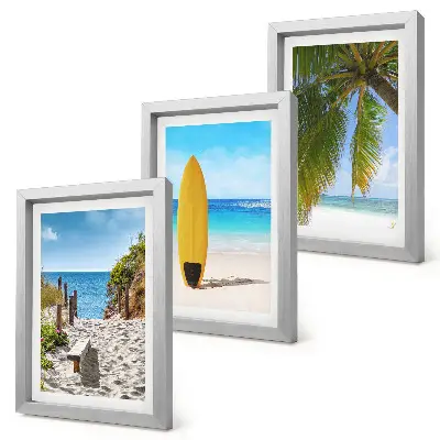Juego de 3 cuadros decorativos con vistas vacacionales de playa, olas y palmeras tropicales