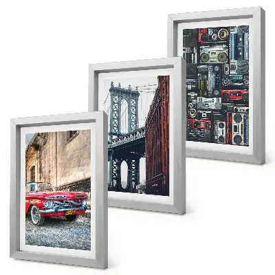 Juego de 3 cuadros decorativos con diseño de coche antiguo cerca del puente de Brooklyn y equipo de audio retro