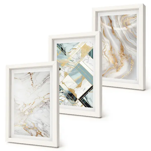 Juego de 3 cuadros decorativos con elegantes y modernos diseños abstractos de mármol