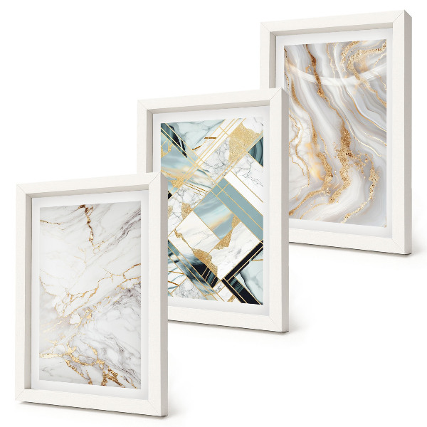 Juego de 3 cuadros decorativos Elegantes y modernos diseños abstractos de mármol