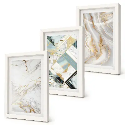 Juego de 3 cuadros decorativos con elegantes y modernos diseños abstractos de mármol