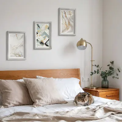 Juego de 3 cuadros decorativos con elegantes y modernos diseños abstractos de mármol