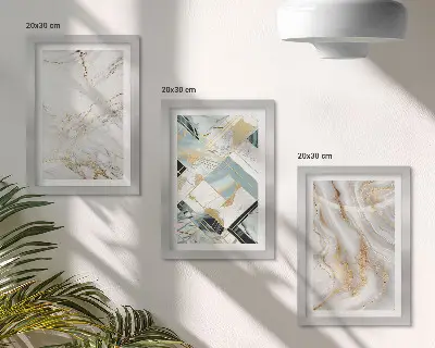 Juego de 3 cuadros decorativos con elegantes y modernos diseños abstractos de mármol