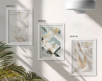 Juego de 3 cuadros decorativos con elegantes y modernos diseños abstractos de mármol