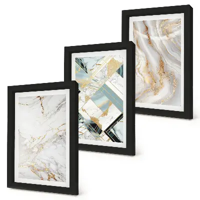Juego de 3 cuadros decorativos con elegantes y modernos diseños abstractos de mármol
