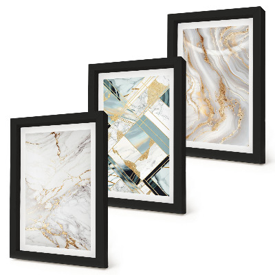 Juego de 3 cuadros decorativos Elegantes y modernos diseños abstractos de mármol